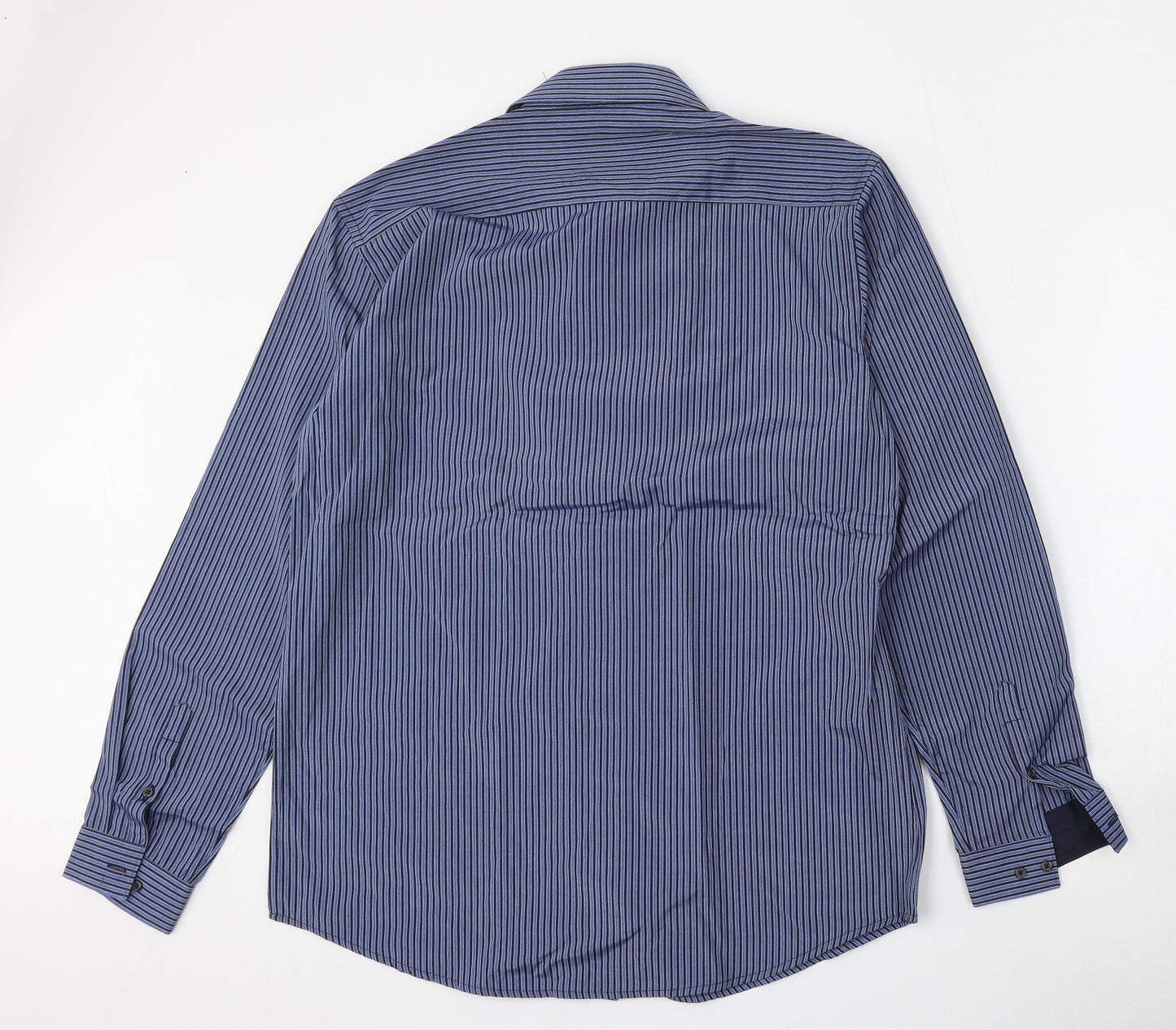 NEXT Mens Blue Striped Polyester  Dress Shirt Size 16.5 Collared Button