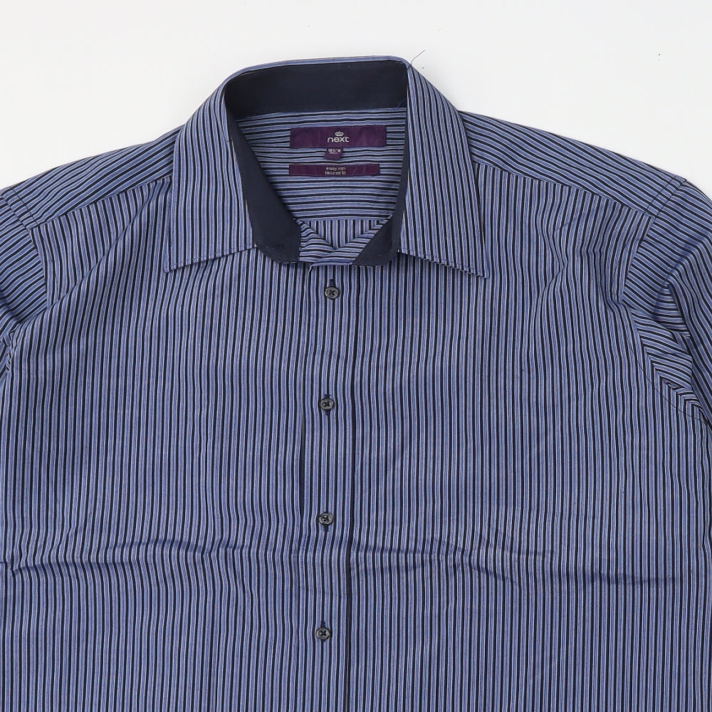 NEXT Mens Blue Striped Polyester  Dress Shirt Size 16.5 Collared Button