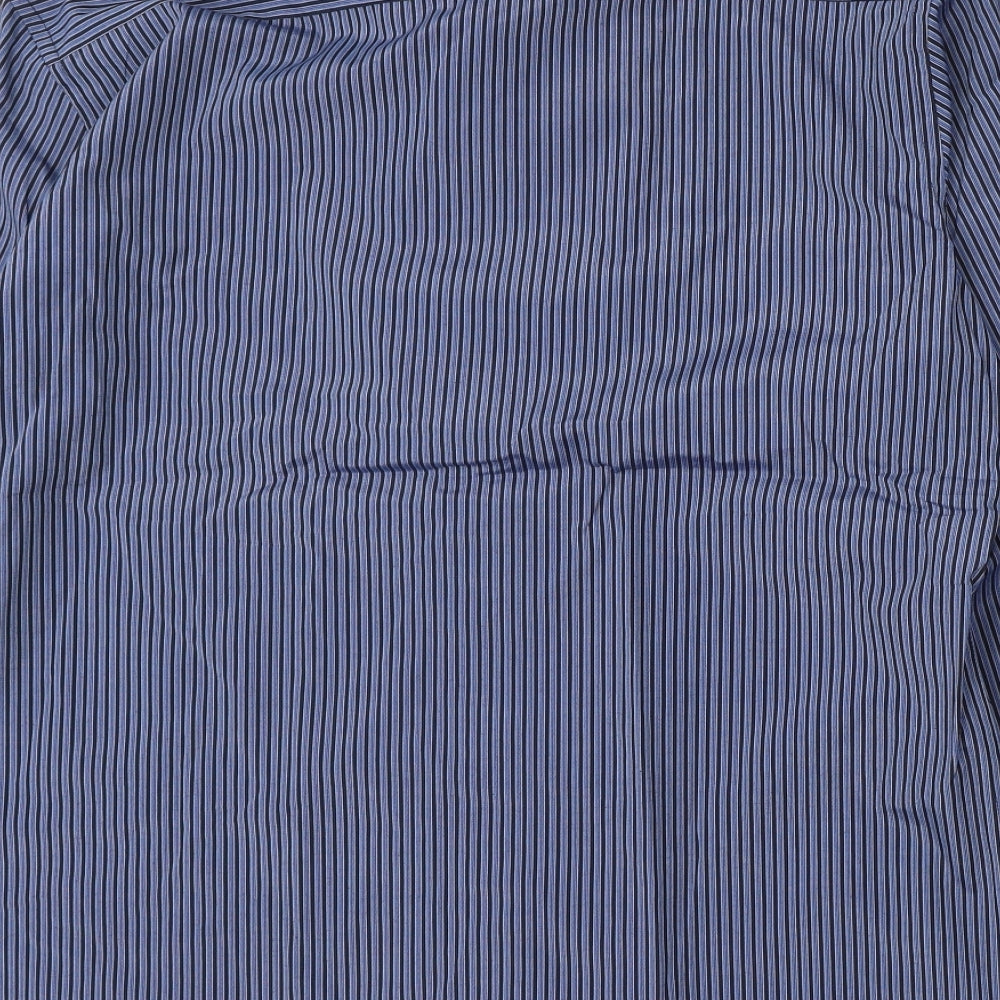 NEXT Mens Blue Striped Polyester  Dress Shirt Size 16.5 Collared Button