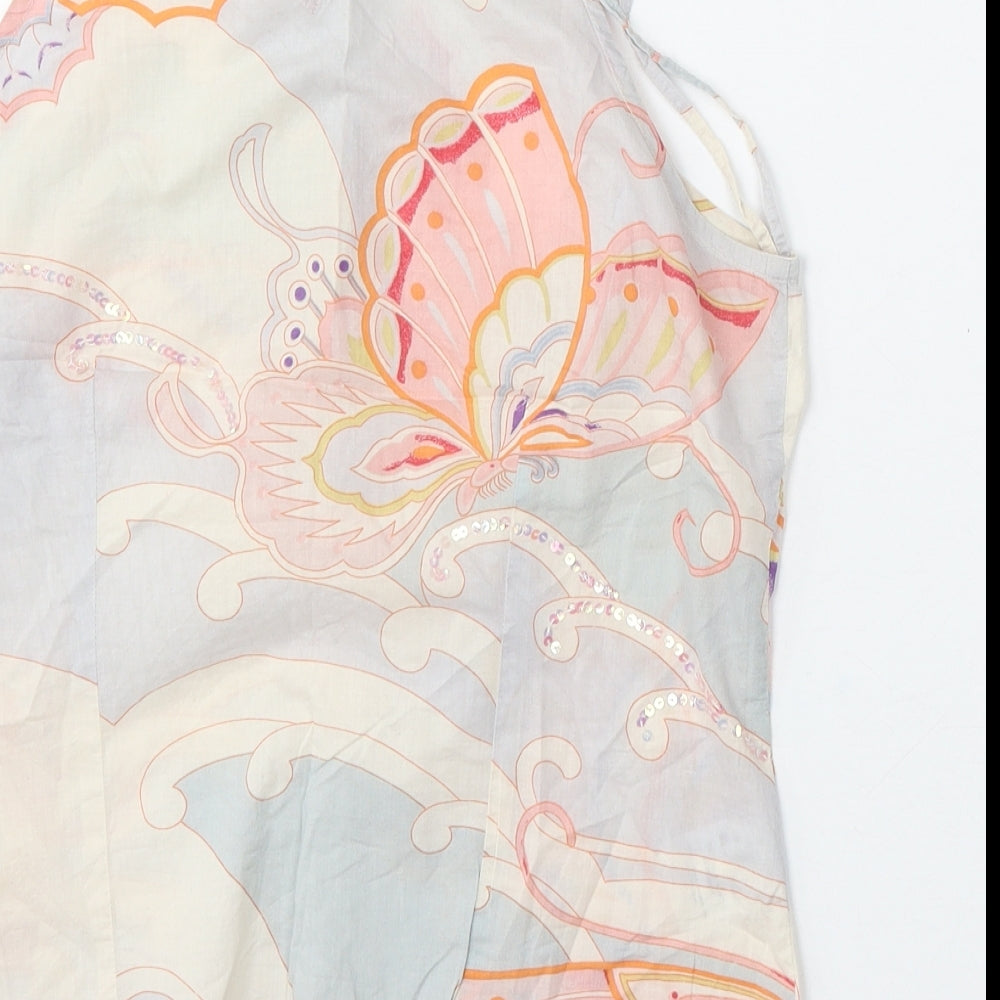 NEXT Womens Multicoloured Floral Cotton Basic Blouse Size 12 Round Neck