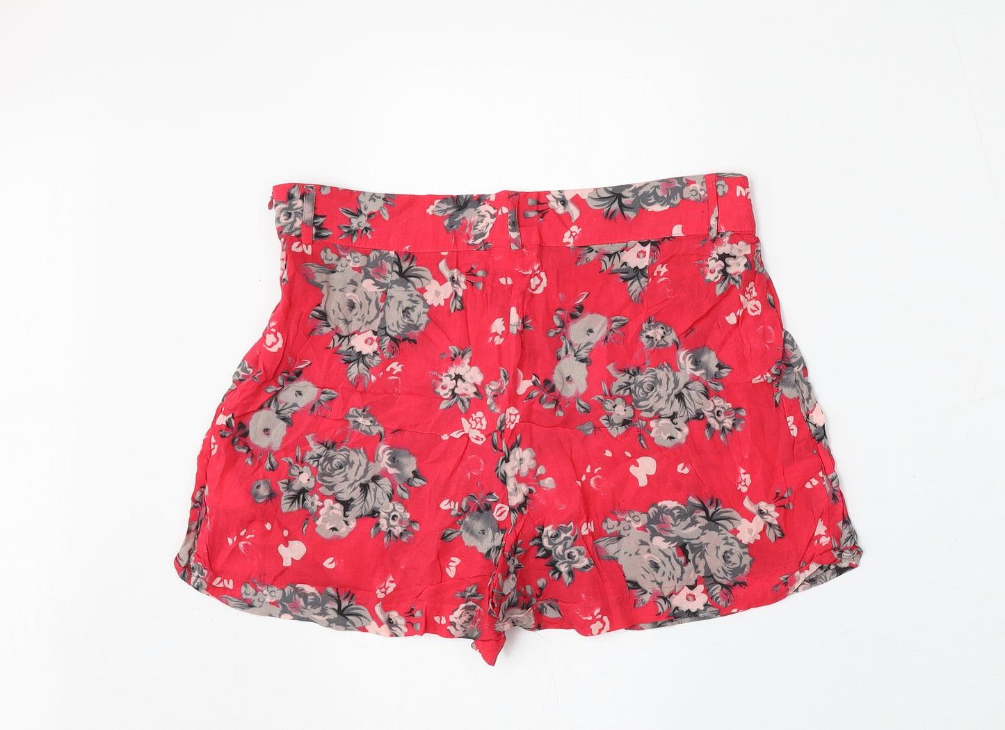 Only Womens Red Floral Viscose Bermuda Shorts Size 12 L3 in Regular