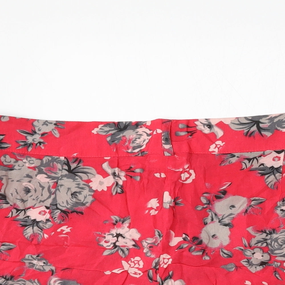 Only Womens Red Floral Viscose Bermuda Shorts Size 12 L3 in Regular