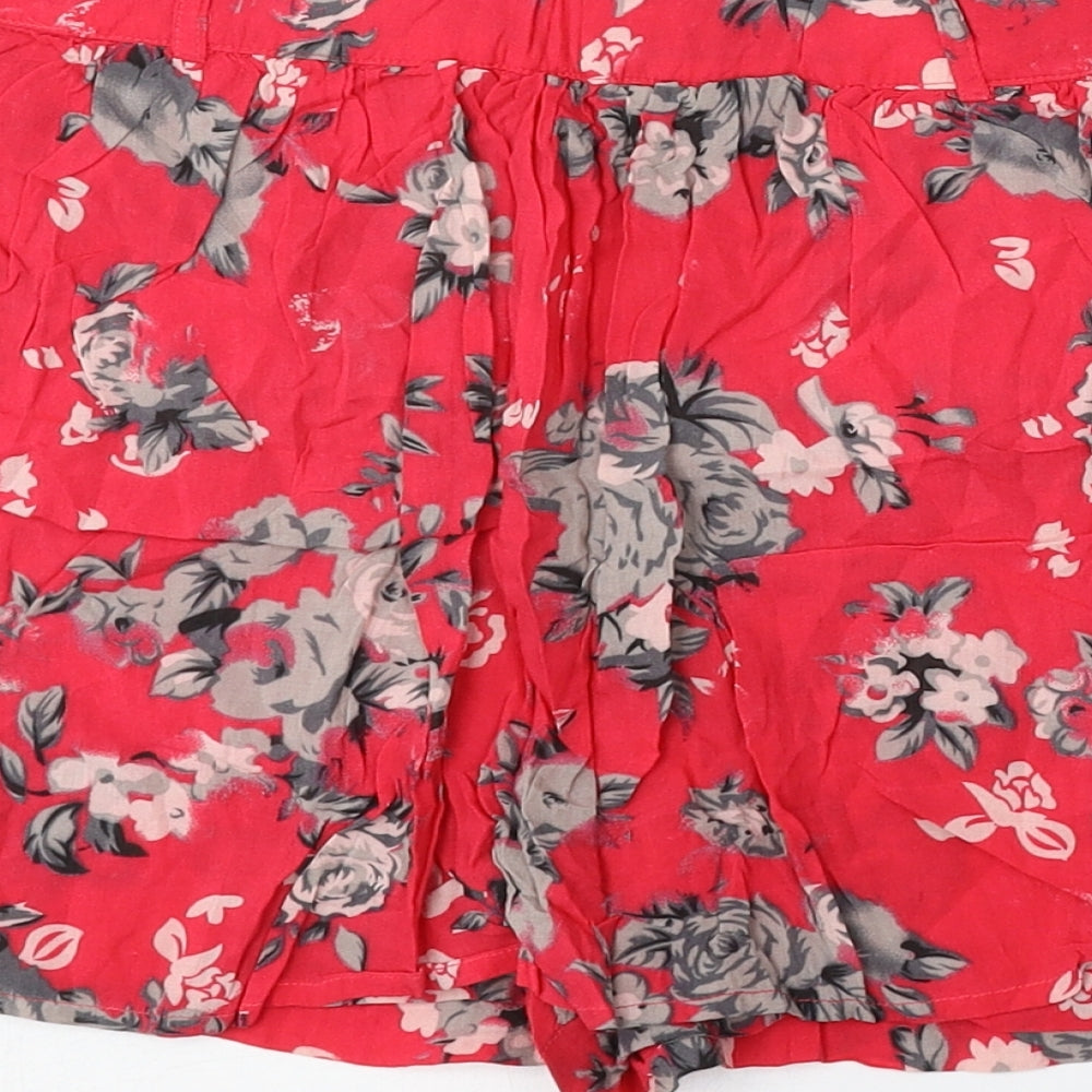 Only Womens Red Floral Viscose Bermuda Shorts Size 12 L3 in Regular