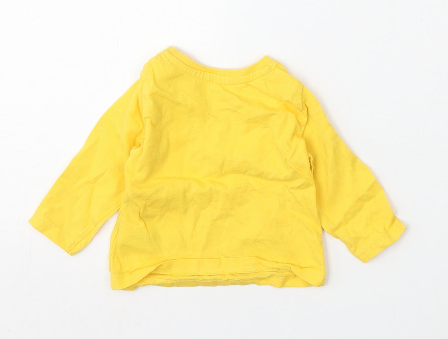 Primark Boys Yellow  Cotton Basic T-Shirt Size 0-3 Months Round Neck