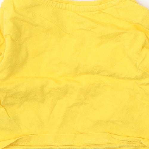 Primark Boys Yellow  Cotton Basic T-Shirt Size 0-3 Months Round Neck