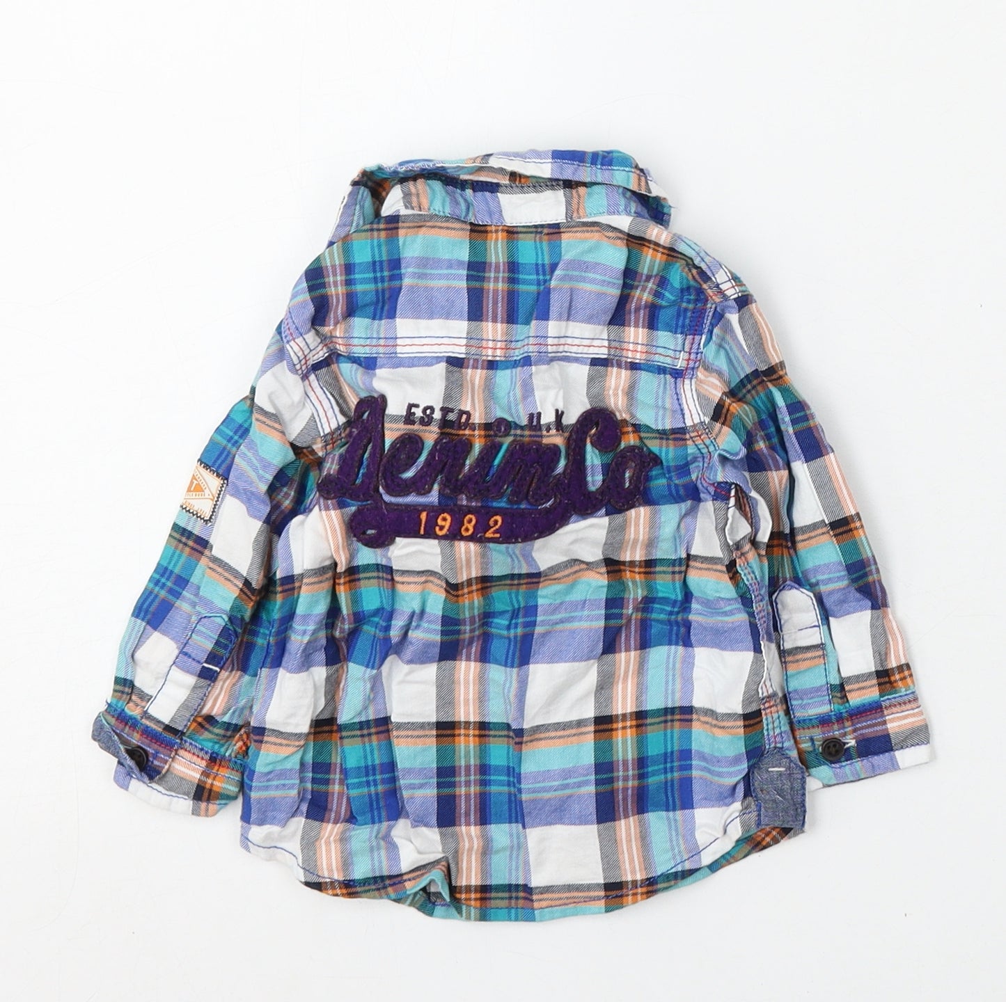 NEXT Boys Multicoloured Plaid Cotton Basic Button-Up Size 6-9 Months Collared Button