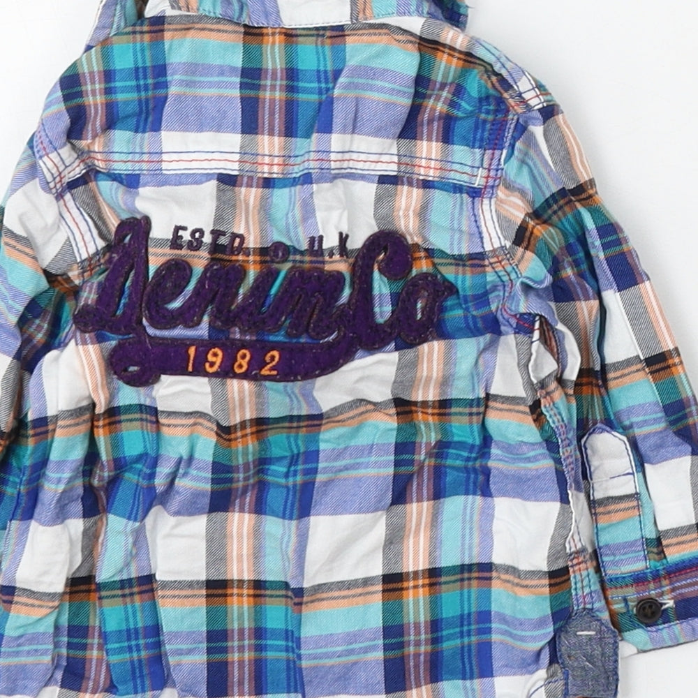 NEXT Boys Multicoloured Plaid Cotton Basic Button-Up Size 6-9 Months Collared Button