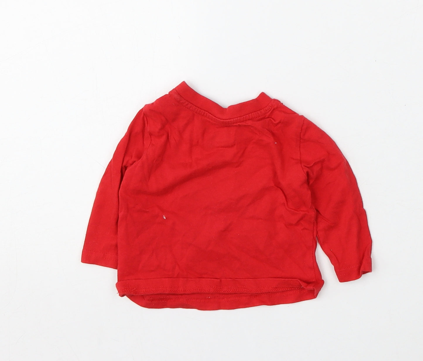 Primark Boys Red  Cotton Basic T-Shirt Size 0-3 Months Round Neck