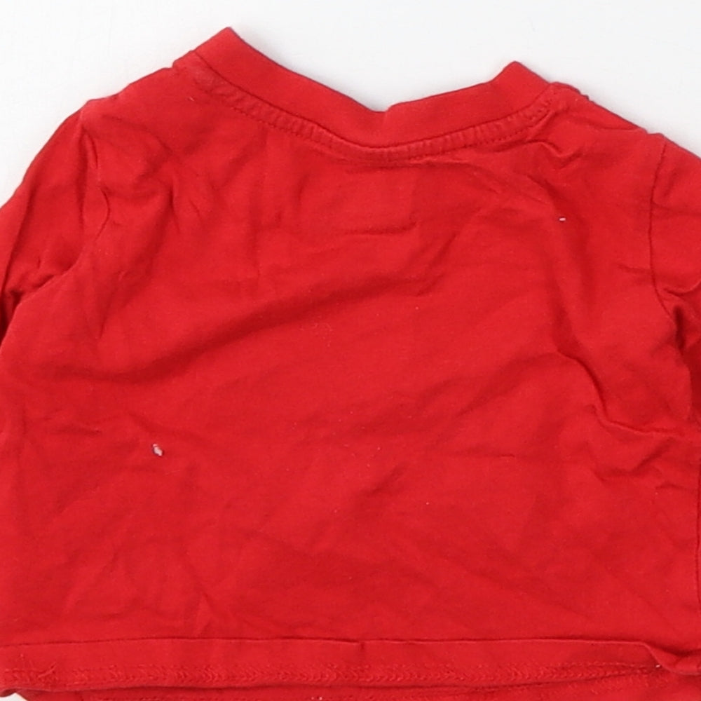 Primark Boys Red  Cotton Basic T-Shirt Size 0-3 Months Round Neck