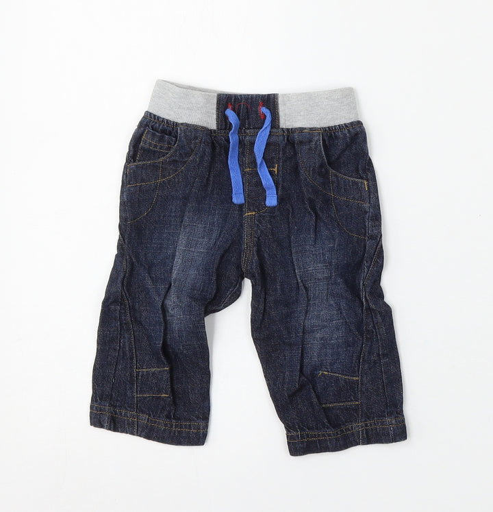 Babaluno Boys Blue Cotton Jogger Jeans Size 3-6 Months