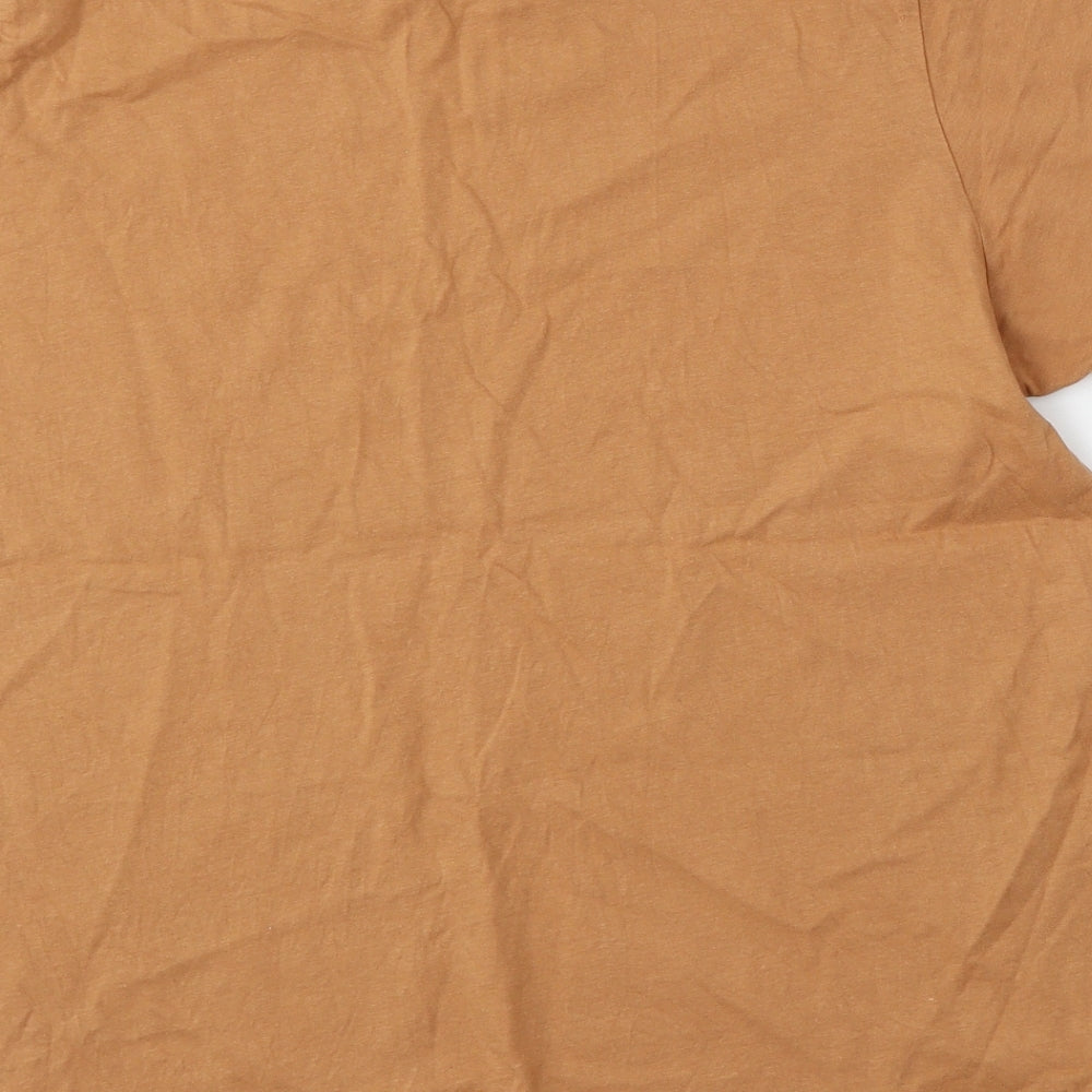 Primark Womens Brown  Cotton Basic T-Shirt Size 14 Round Neck