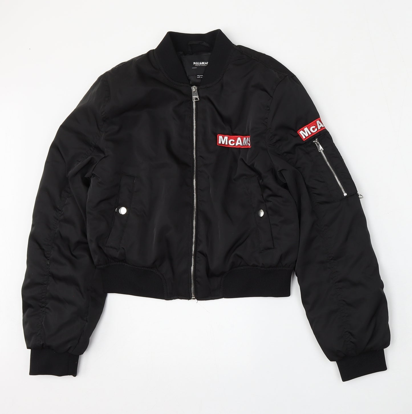 Pull&Bear Womens Black   Bomber Jacket Jacket Size S  Zip