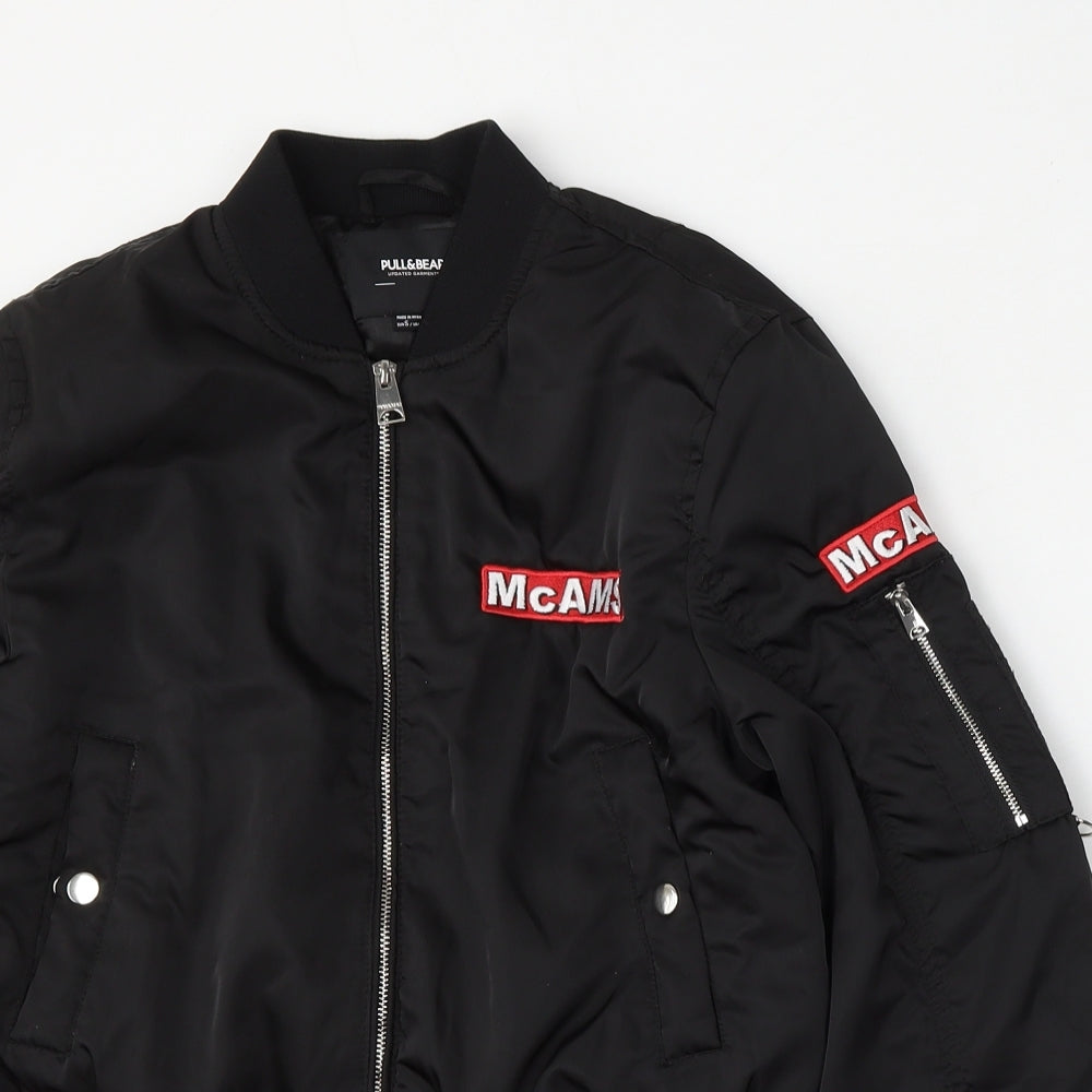 Pull&Bear Womens Black   Bomber Jacket Jacket Size S  Zip
