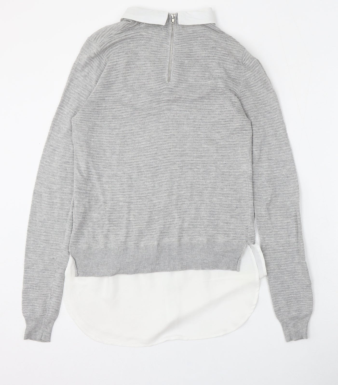 Marks and Spencer Womens Grey Collared  Cotton Pullover Jumper Size 10