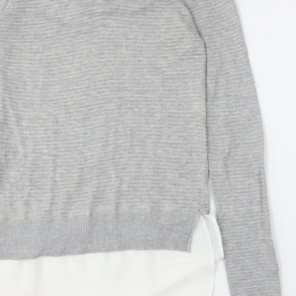 Marks and Spencer Womens Grey Collared  Cotton Pullover Jumper Size 10
