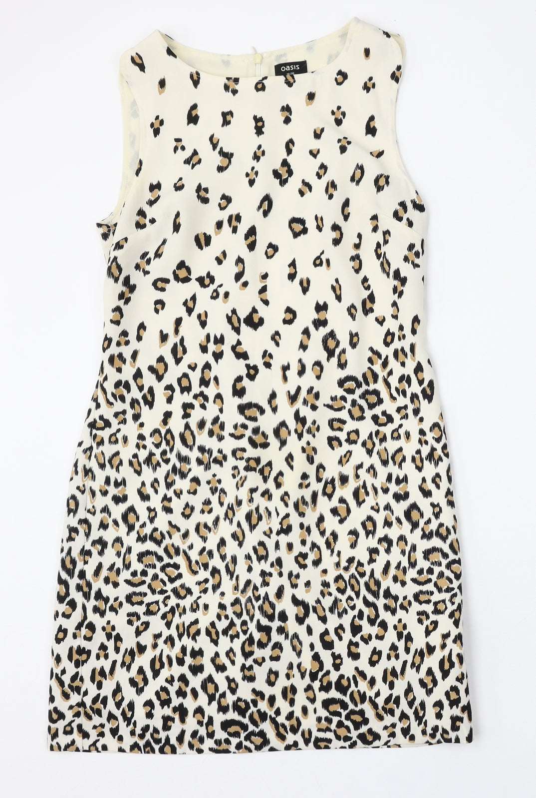 Oasis Womens White Animal Print Polyester Shift  Size 10  Round Neck