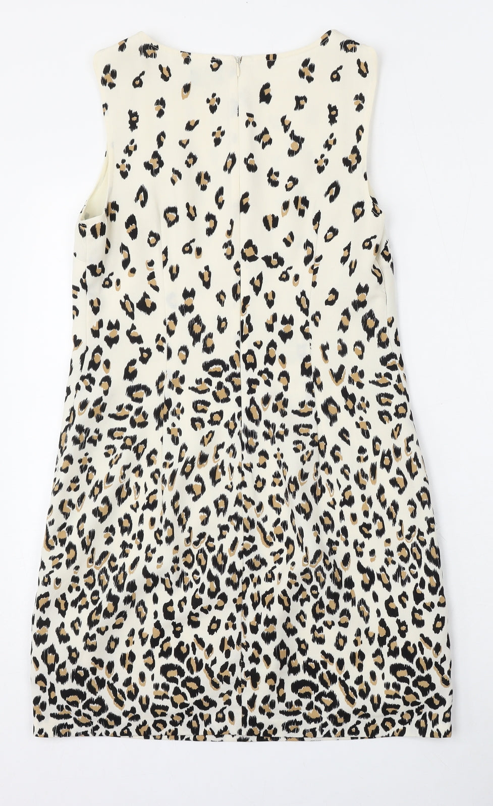 Oasis Womens White Animal Print Polyester Shift  Size 10  Round Neck