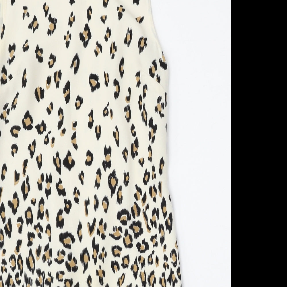 Oasis Womens White Animal Print Polyester Shift  Size 10  Round Neck