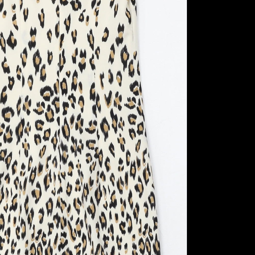 Oasis Womens White Animal Print Polyester Shift  Size 10  Round Neck