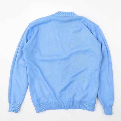 Duvir Womens Blue V-Neck  Acrylic Cardigan Jumper Size S