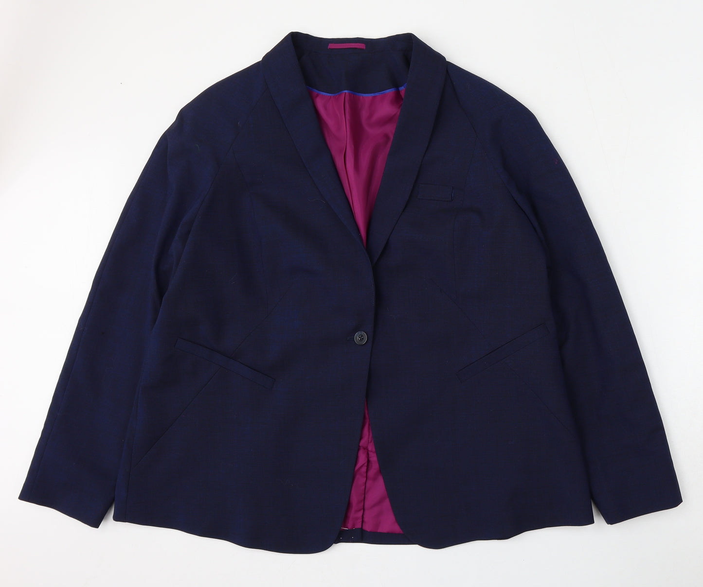 Preworn Womens Blue  Polyester Jacket Blazer Size 22