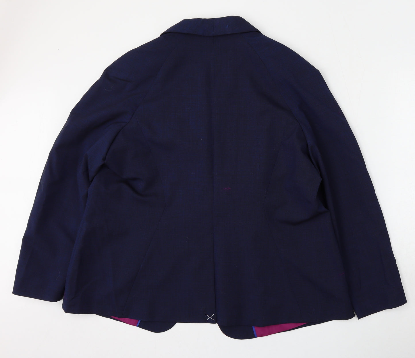 Preworn Womens Blue  Polyester Jacket Blazer Size 22