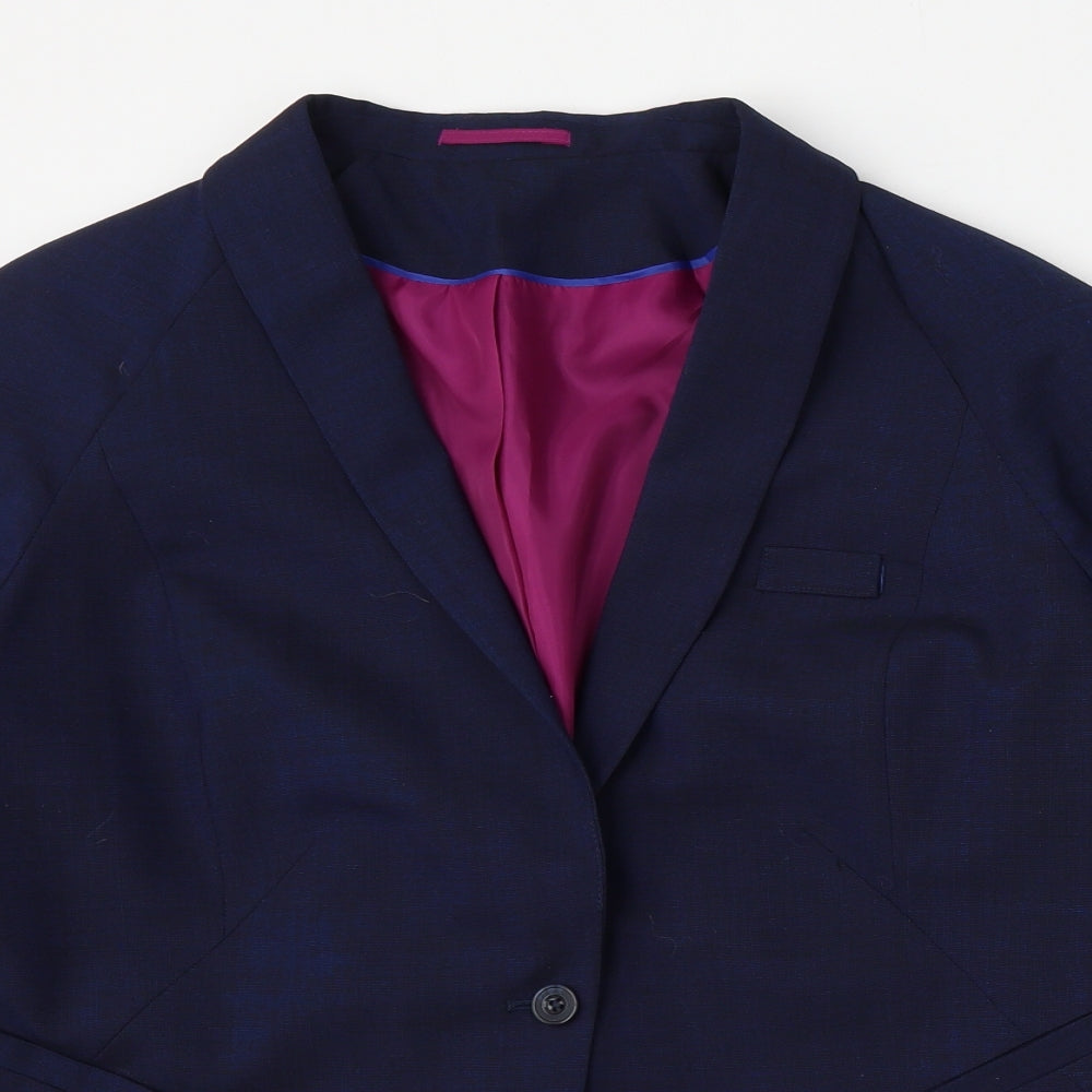 Preworn Womens Blue  Polyester Jacket Blazer Size 22