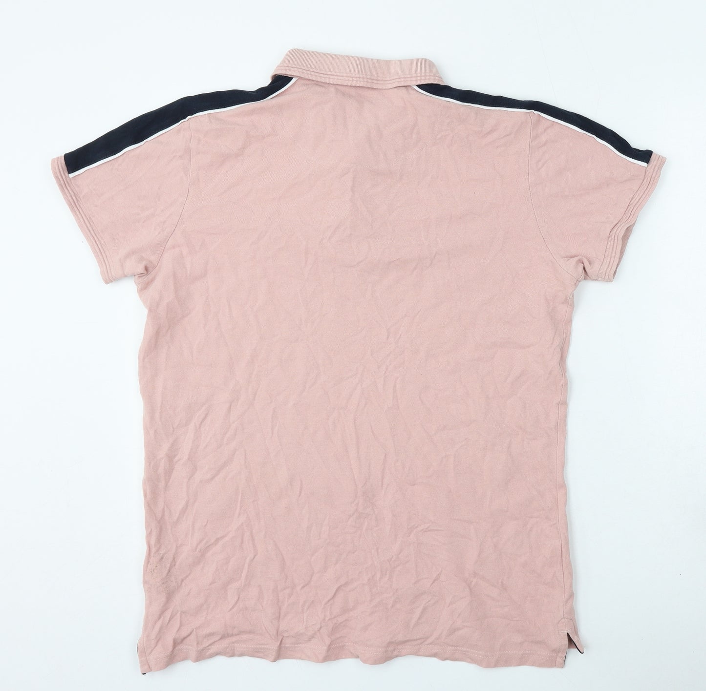 Brave Soul Mens Pink  Cotton  Polo Size L Collared Button