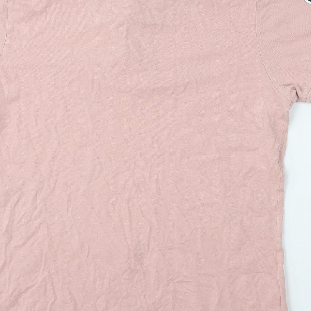 Brave Soul Mens Pink  Cotton  Polo Size L Collared Button