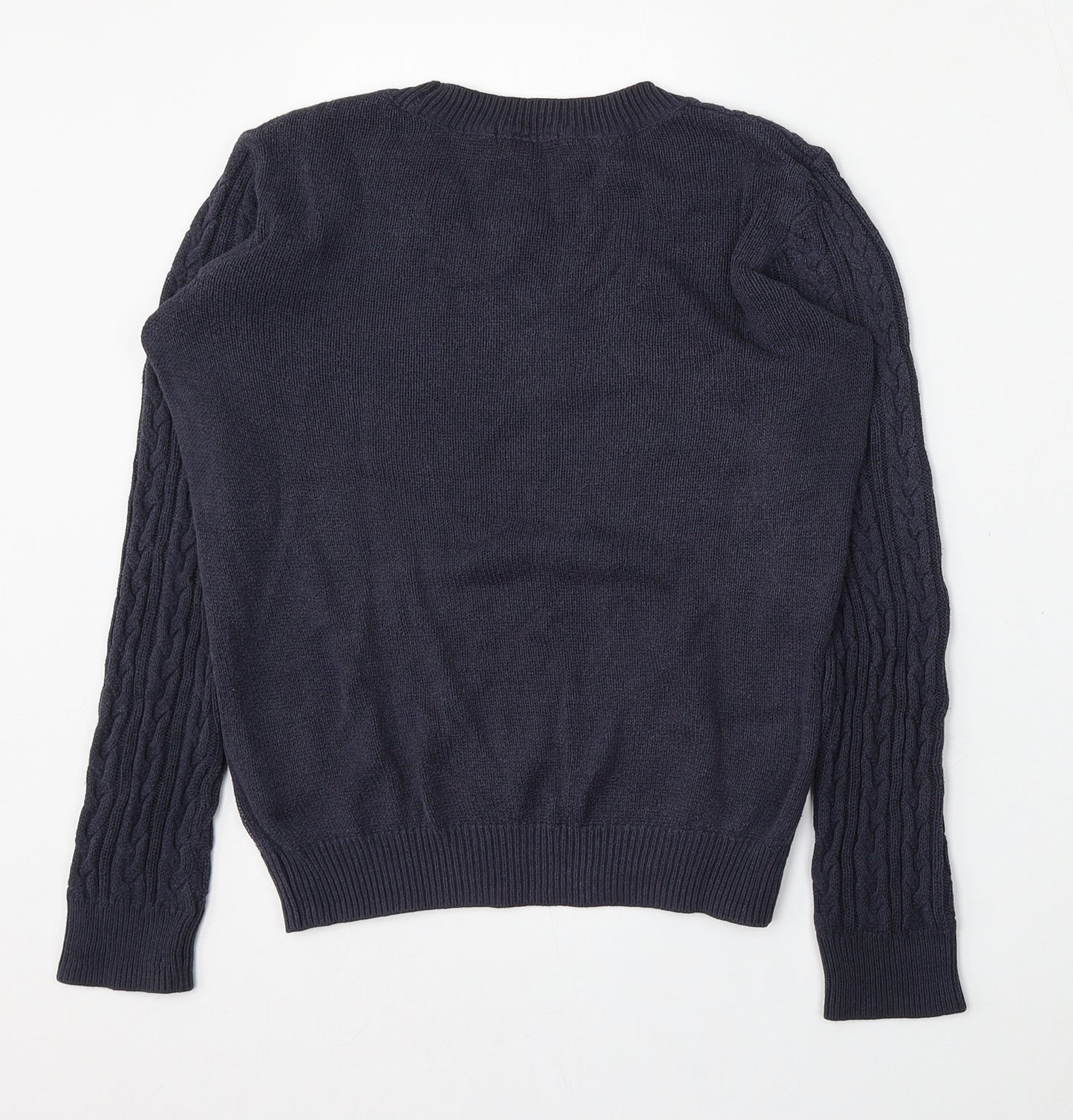 H&M Womens Blue Round Neck  Cotton Pullover Jumper Size S