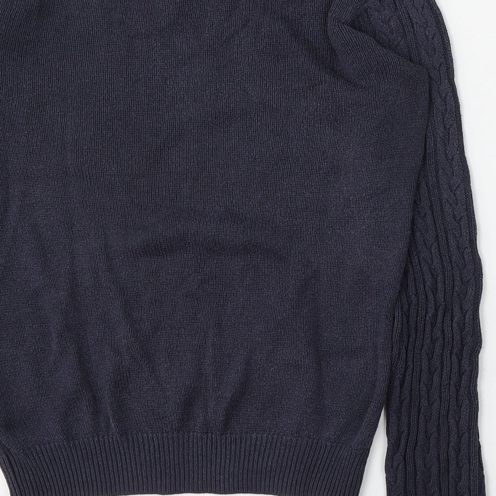 H&M Womens Blue Round Neck  Cotton Pullover Jumper Size S