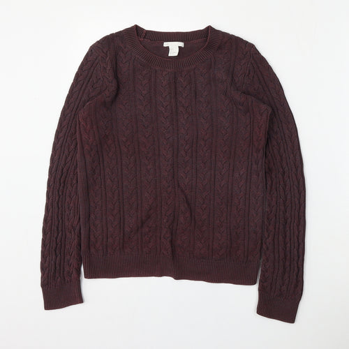 H&M Womens Red Round Neck  Acrylic Pullover Jumper Size S