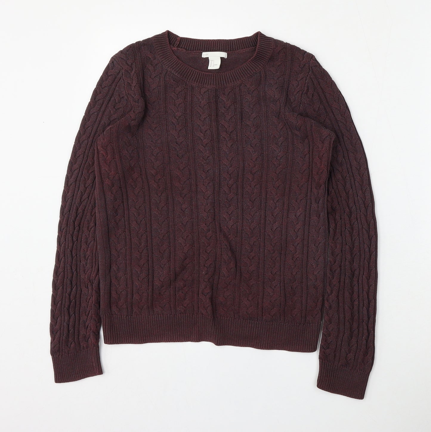 H&M Womens Red Round Neck  Acrylic Pullover Jumper Size S