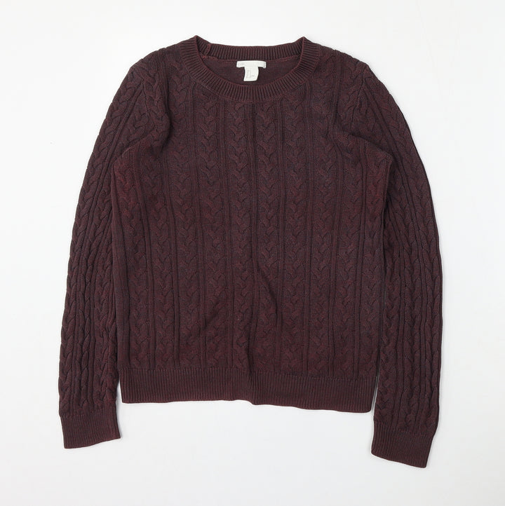 H&M Womens Red Round Neck  Acrylic Pullover Jumper Size S
