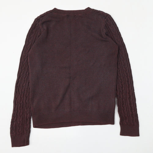 H&M Womens Red Round Neck  Acrylic Pullover Jumper Size S