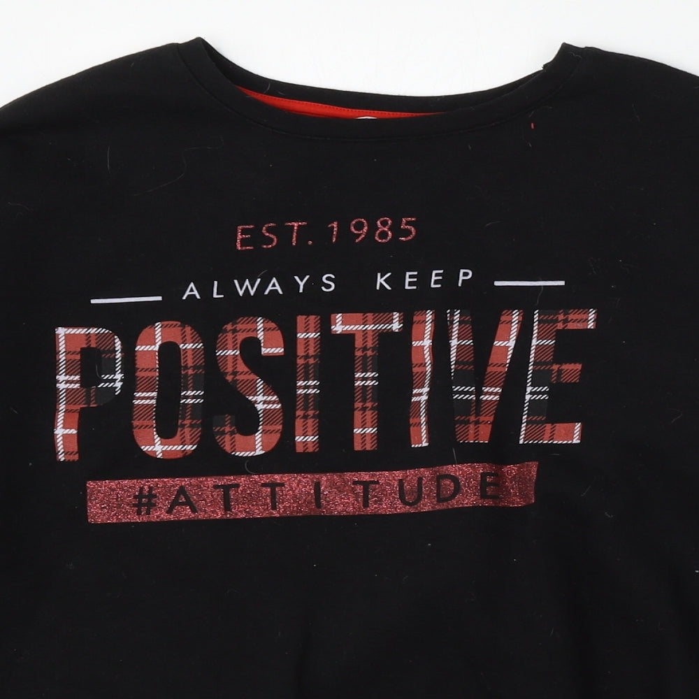 Matalan Girls Black  Polyester Pullover Sweatshirt Size 16 Years