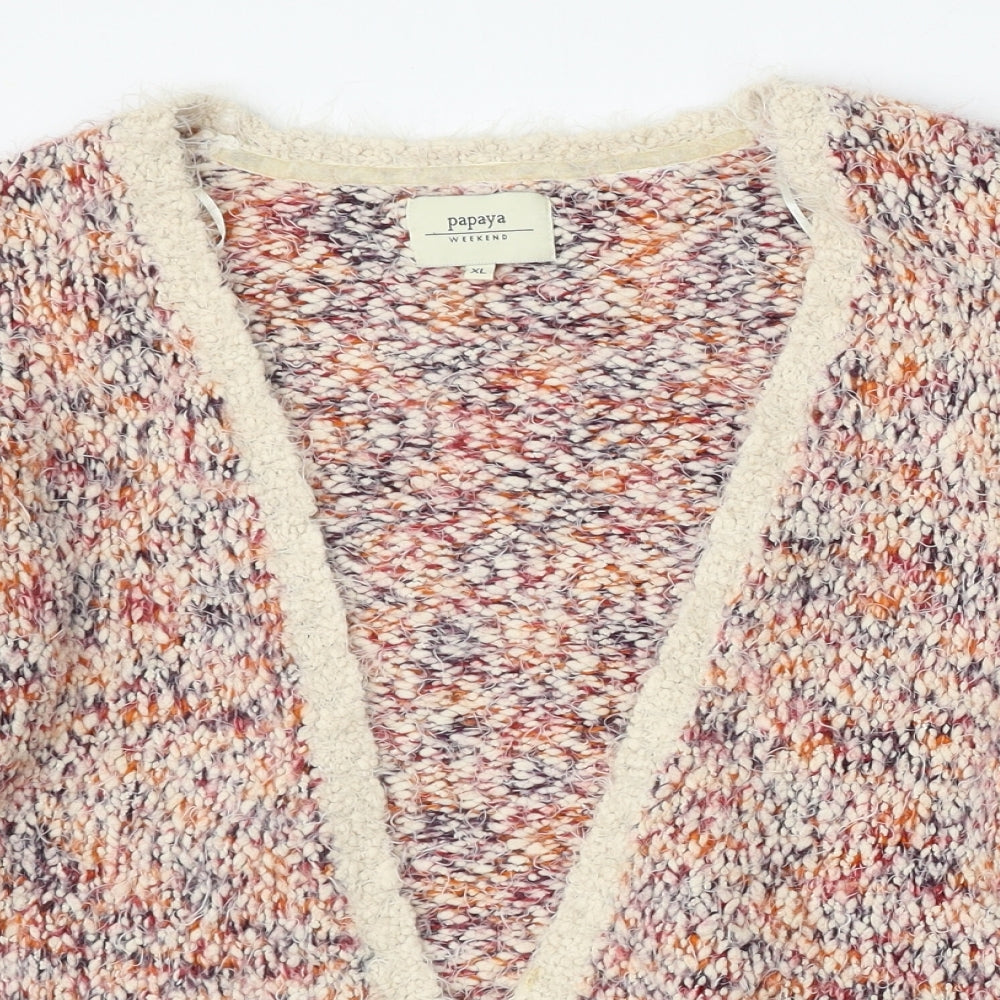 Papaya Womens Multicoloured V-Neck  Polyester Cardigan Jumper Size XL
