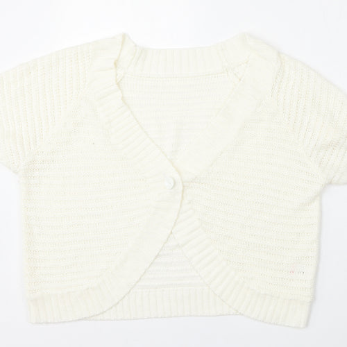 BM Womens Ivory V-Neck  Acrylic Cardigan Jumper Size L