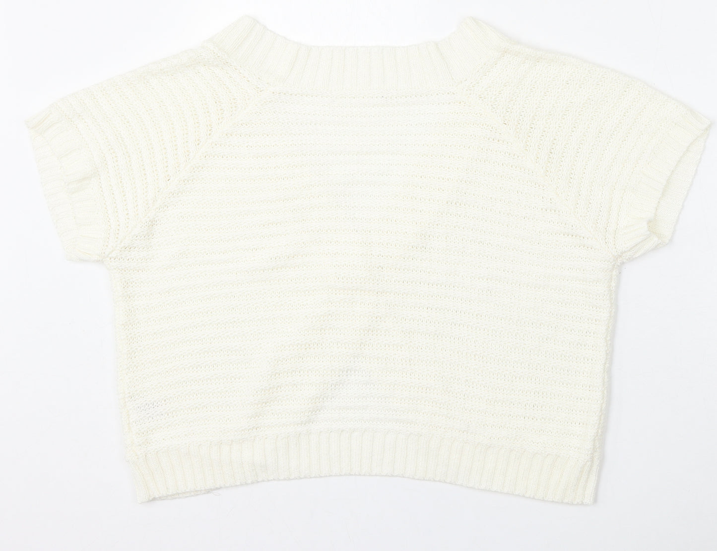 BM Womens Ivory V-Neck  Acrylic Cardigan Jumper Size L