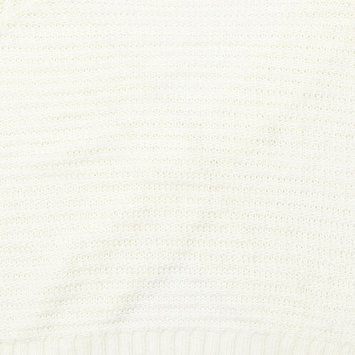 BM Womens Ivory V-Neck  Acrylic Cardigan Jumper Size L