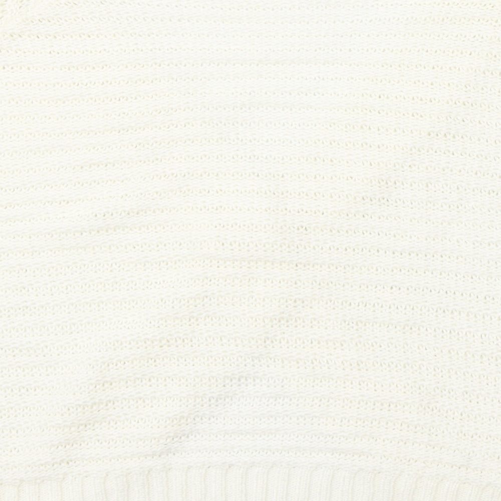 BM Womens Ivory V-Neck  Acrylic Cardigan Jumper Size L