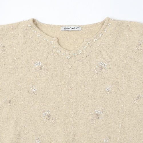 Berkertex Womens Beige Round Neck  Acrylic Pullover Jumper Size 14