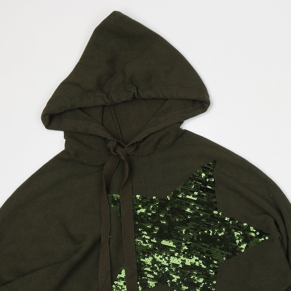 QED London Womens Green  Viscose Pullover Hoodie Size S