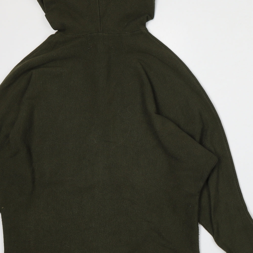 QED London Womens Green  Viscose Pullover Hoodie Size S
