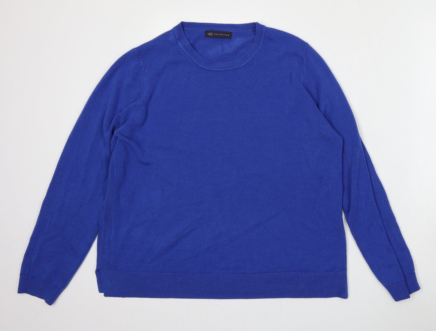 Marks Womens Blue Round Neck  Polyester Pullover Jumper Size L