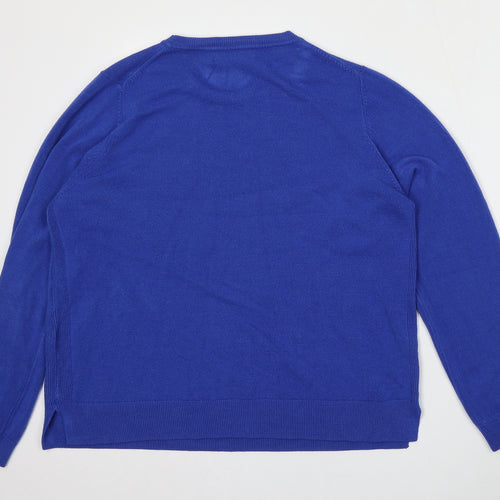Marks Womens Blue Round Neck  Polyester Pullover Jumper Size L