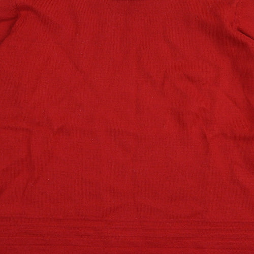 M&S Womens Red Square Neck  Acrylic Pullover Jumper Size 10