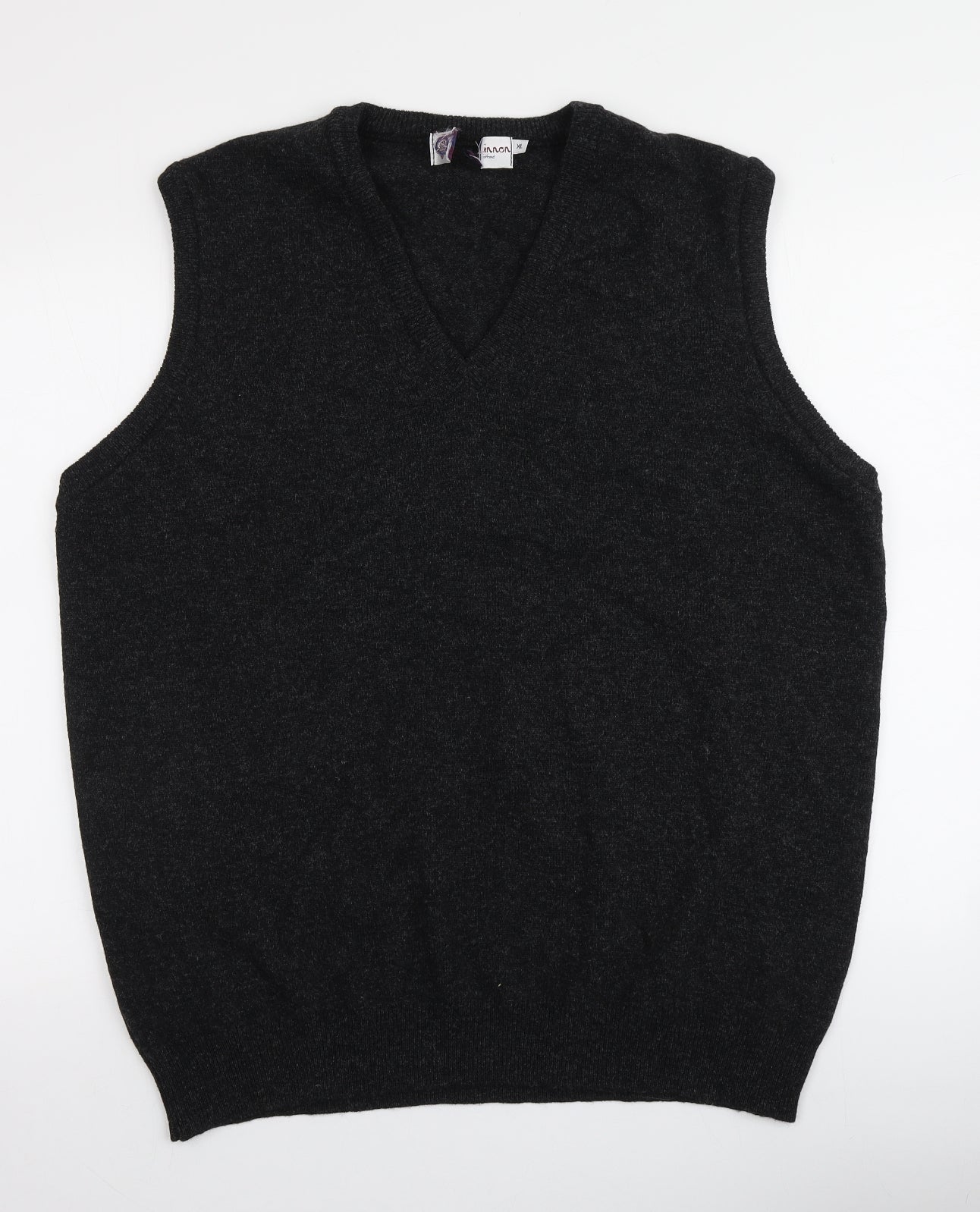 Mocinnon Mens Grey V-Neck  Wool Vest Jumper Size XL