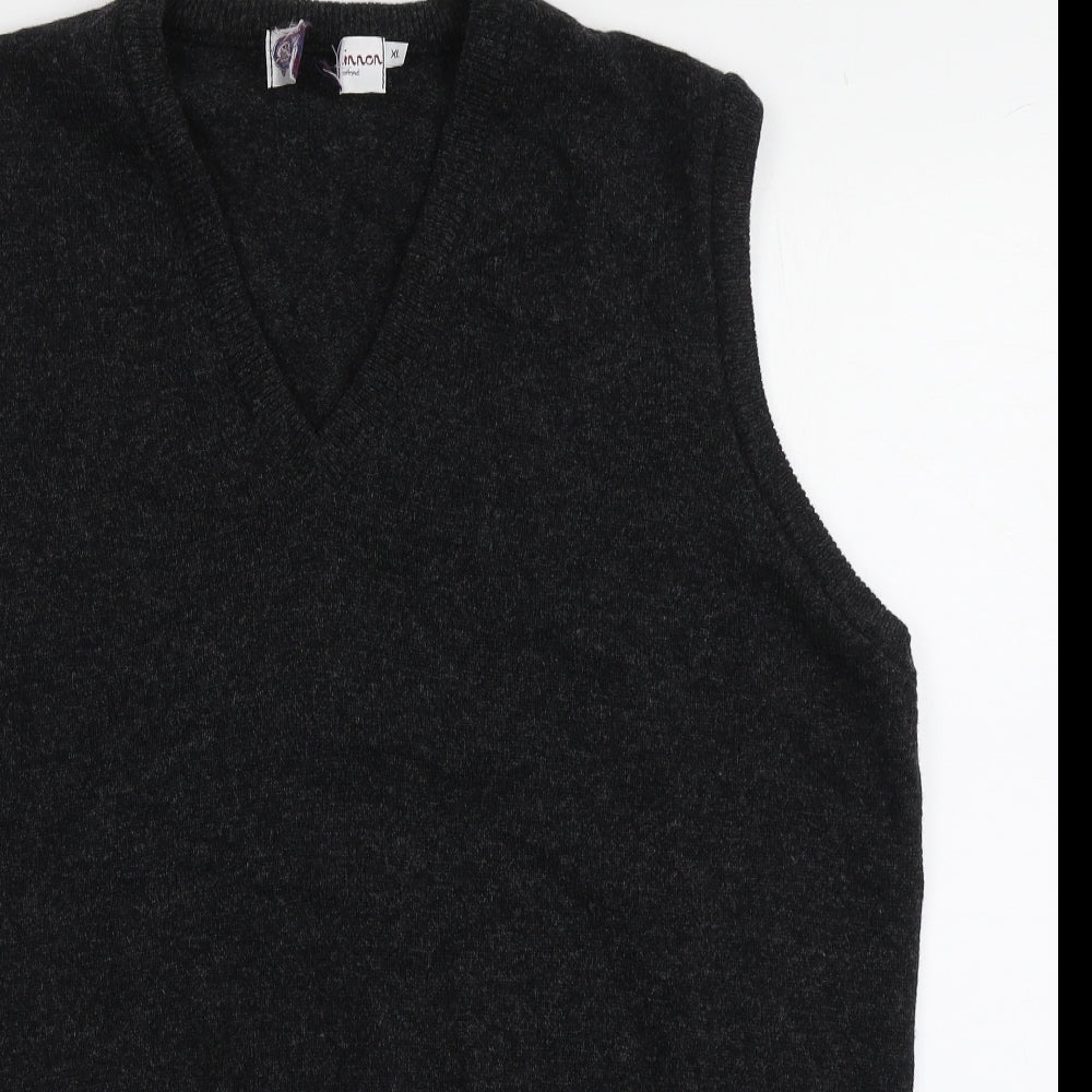 Mocinnon Mens Grey V-Neck  Wool Vest Jumper Size XL