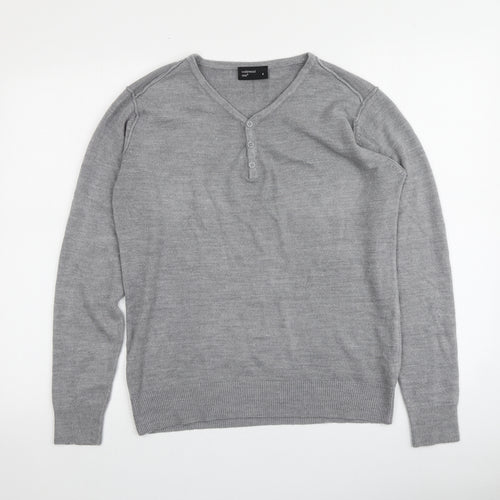 Cedarwood Womens Grey V-Neck  Acrylic Pullover Jumper Size S